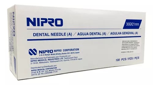 AGUJA DENTAL 30 CORTA ( 30G X 21mm ) NIPRO