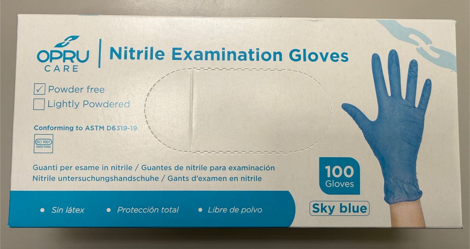 GUANTE DE NITRILO CELESTE TALLA M OPRUCARE (25)