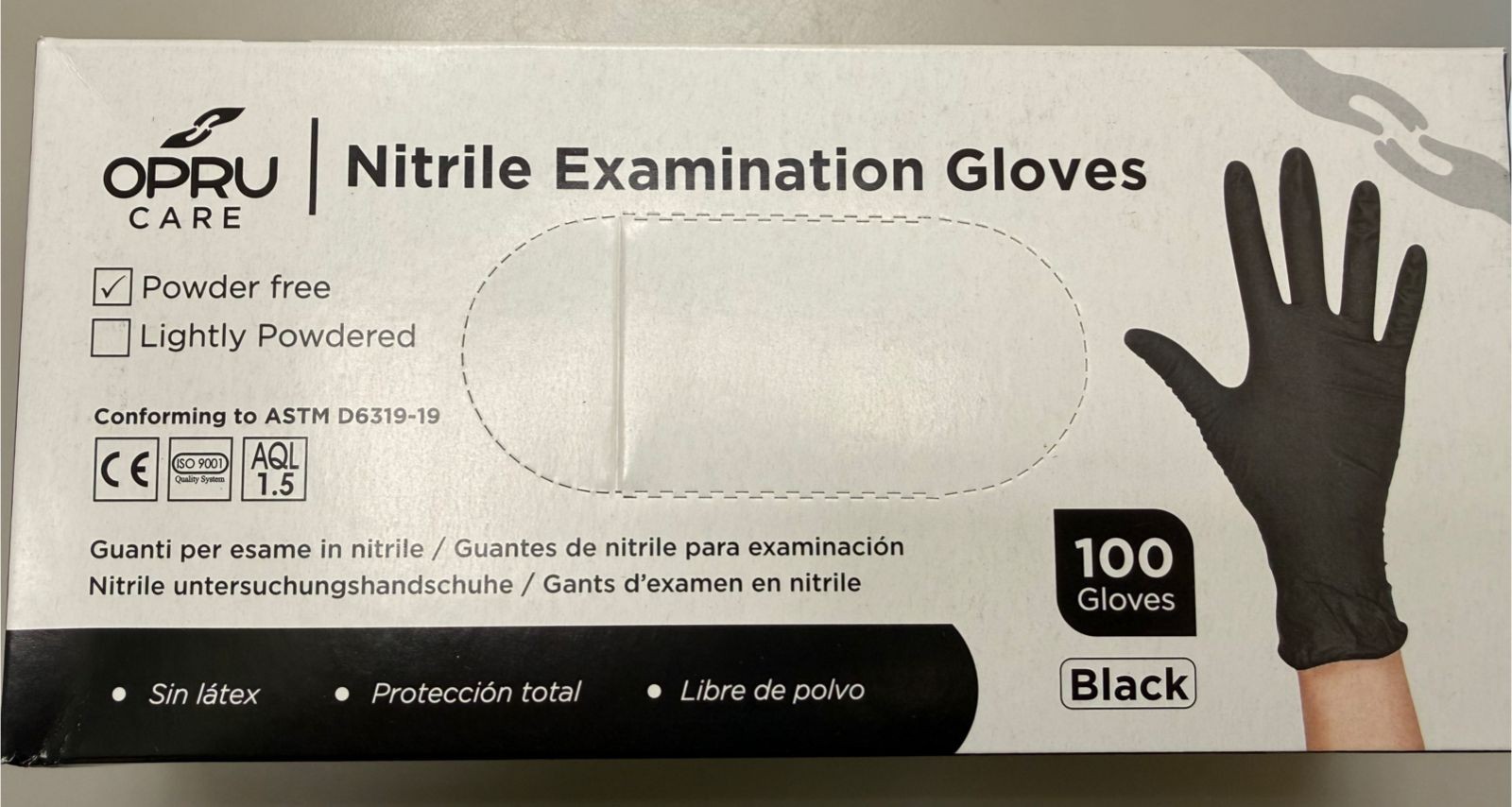 GUANTE DE NITRILO NEGRO L OPRUCARE (25)